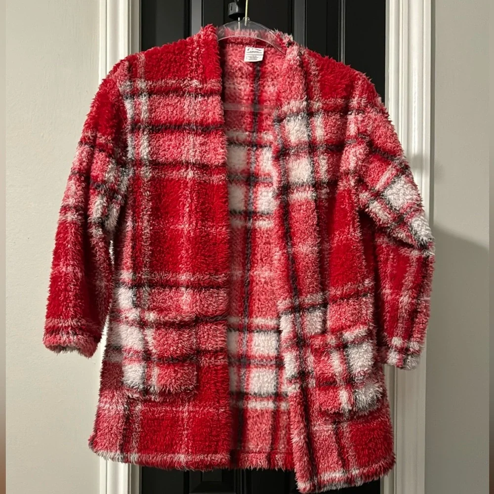 Art Class Girl’s Cozy Plaid Nightgown Cardigan
